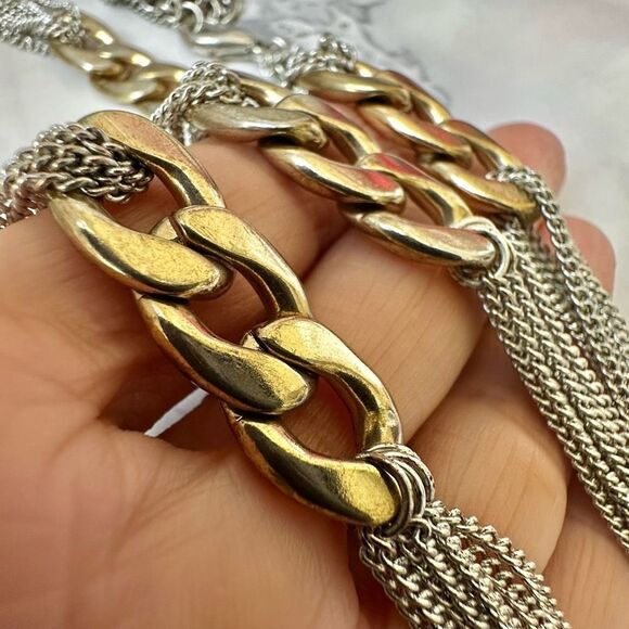 Premier Designs silver/gold tone chain link necklace - Picture 9 of 9